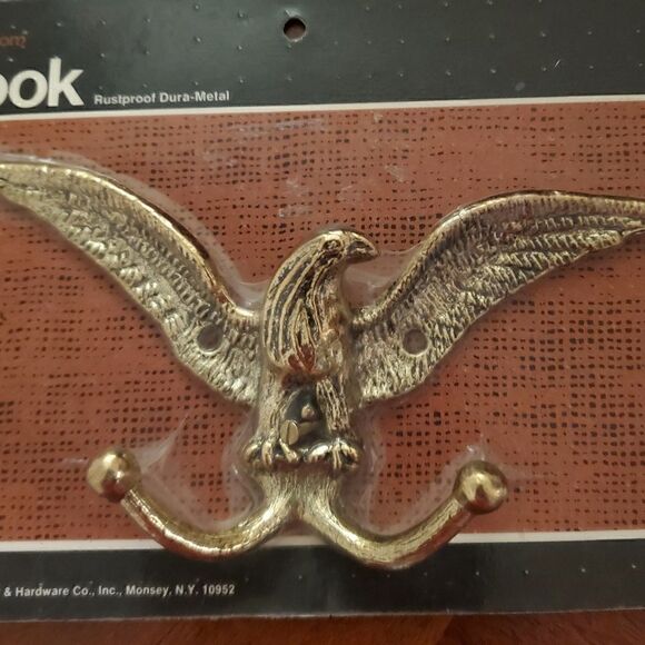 Brass Eagle Coat Hook , Eagle/ Like Bird Rust Proof  Dura- Metal Home Decor Vtg - Picture 5 of 6